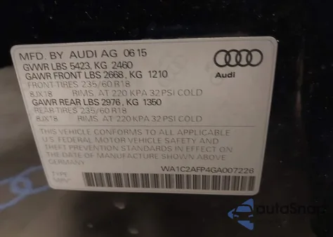 2016 Audi Q5 2.0T Premium z USA, uszkodzony, nr VIN WA1C2AFP4GA007226